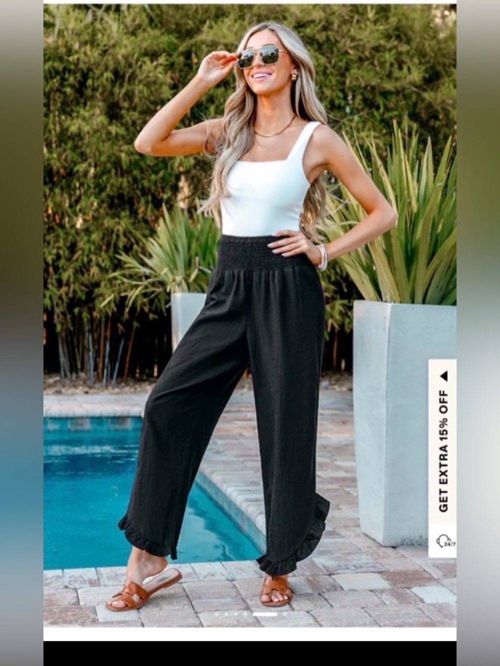 Boho Black pant with Smocked Waist
